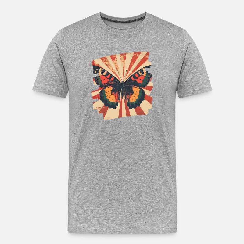 Schmetterling - Männer Premium Bio T-Shirt - Grau meliert