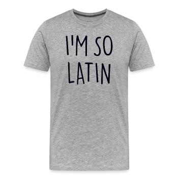 CHEZ SO LATIN - T-shirt bio Premium Homme - gris chiné - Devant - Damien (186cm)