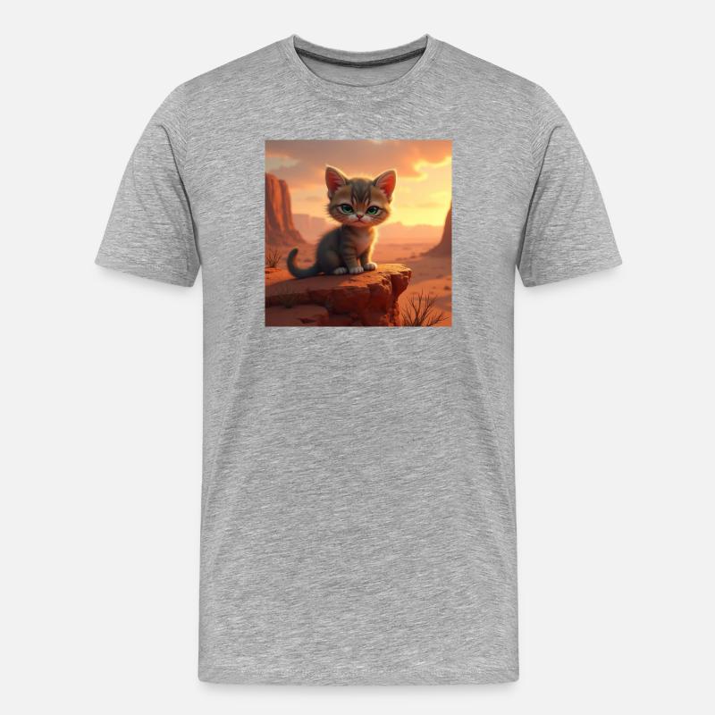 Wüstenkätzchen im Abendlicht - Männer Premium Bio T-Shirt - Grau meliert