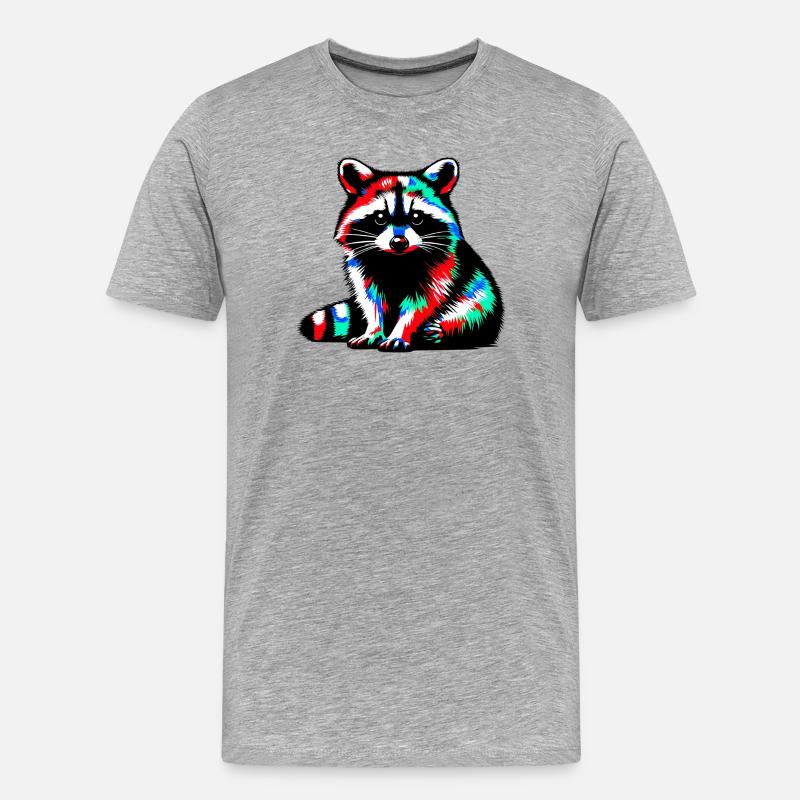 Waschbär - Männer Premium Bio T-Shirt - Grau meliert