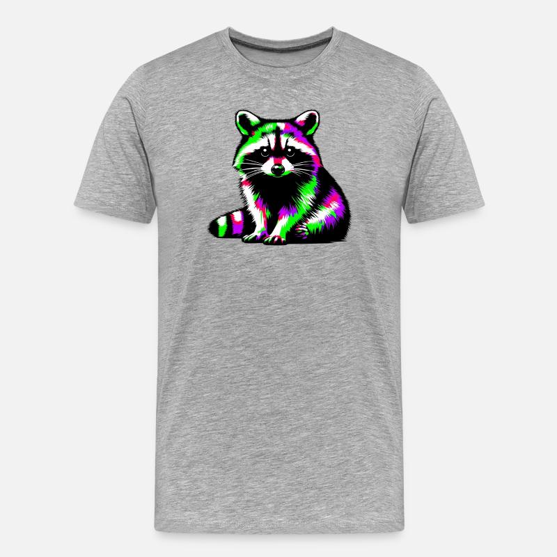 Waschbär - Männer Premium Bio T-Shirt - Grau meliert