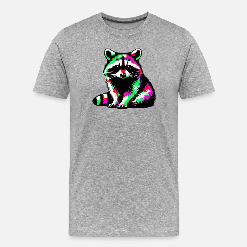 Waschbär - Männer Premium Bio T-Shirt - Grau meliert