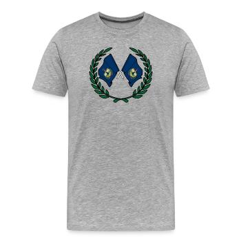 USA Vermont Flaggen im Lorbeerkranz - Männer Premium Bio T-Shirt - Grau meliert - Vorne - Damien (186cm)