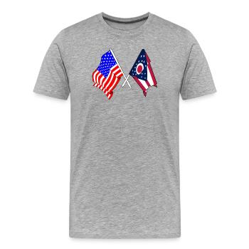 USA and state of Ohio flag crossed - Men's Premium Organic T-Shirt - heather grey - Front - Damien (186cm)