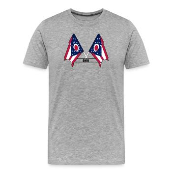 texte des drapeaux wee OHIO - T-shirt bio Premium Homme - gris chiné - Devant - Damien (186cm)