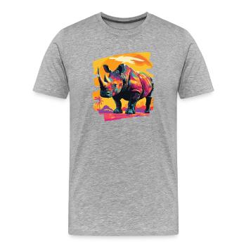 Rhinoceros - Men's Premium Organic T-Shirt - heather grey - Front - Damien (186cm)