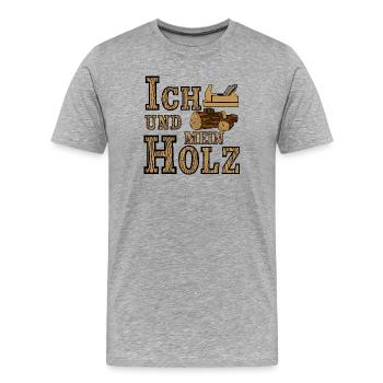 Schreiner , Tischler , Ich und mein Holz (25) - Männer Premium Bio T-Shirt - Grau meliert - Vorne - Damien (186cm)