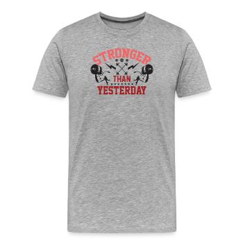 Stärker als gestern - Männer Premium Bio T-Shirt - Grau meliert - Vorne - Damien (186cm)