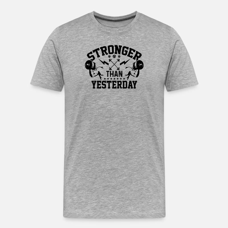 Stärker als gestern - Männer Premium Bio T-Shirt - Grau meliert