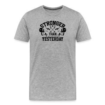 Stärker als gestern - Männer Premium Bio T-Shirt - Grau meliert - Vorne - Damien (186cm)