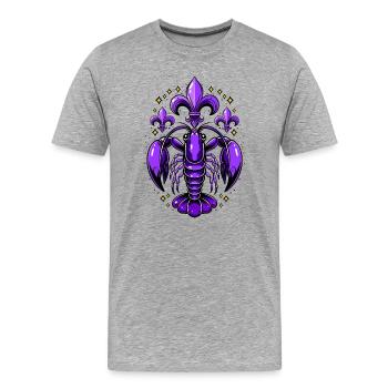 Mardi Gras crawfish with fleur-de-lis design - Men's Premium Organic T-Shirt - heather grey - Front - Damien (186cm)