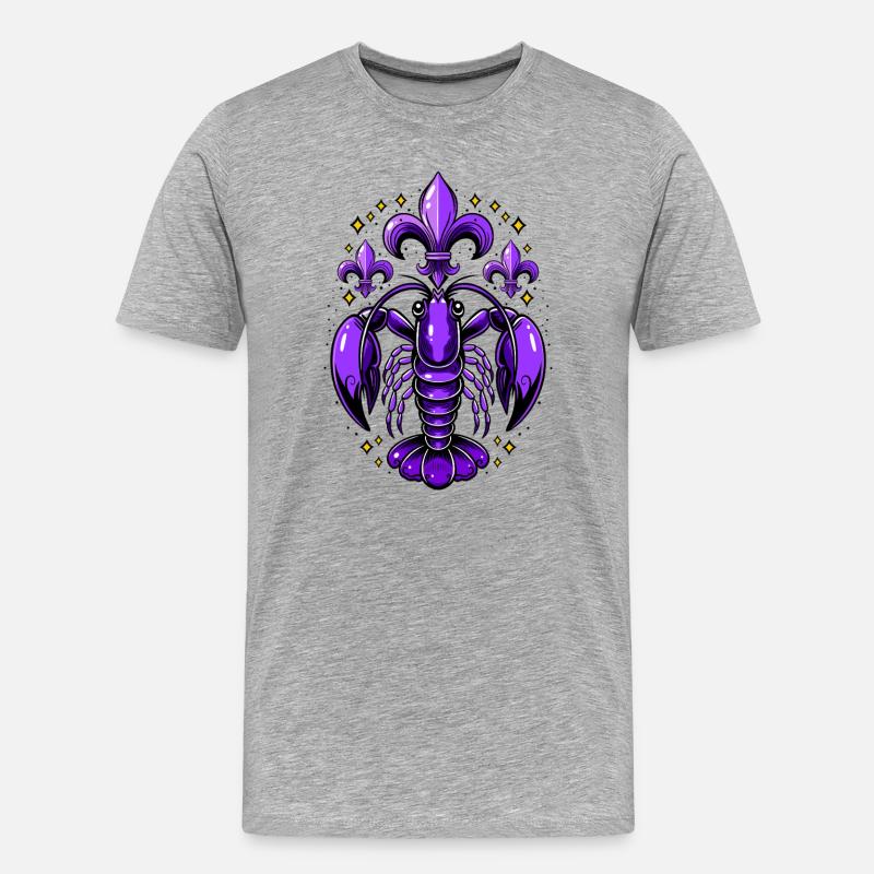 Mardi Gras Languste mit Fleur-de-Lis Design - Männer Premium Bio T-Shirt - Grau meliert