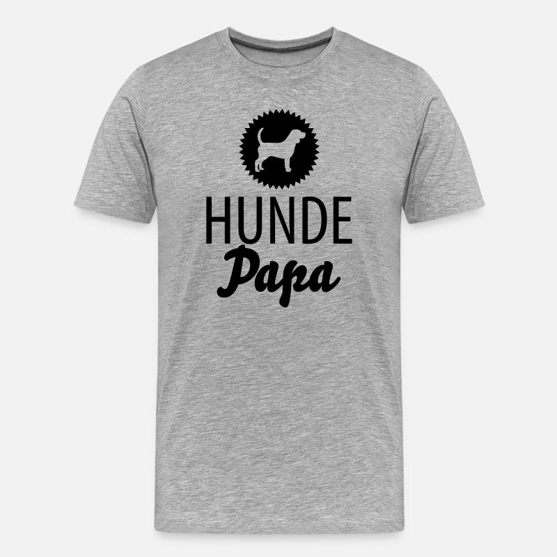 Hunde Papa - Männer Premium Bio T-Shirt - Grau meliert