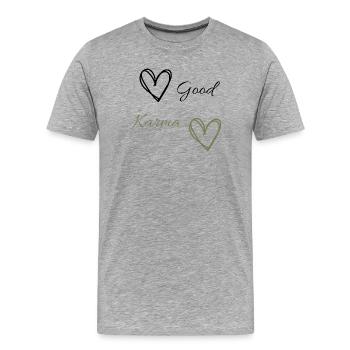 Good karma - Männer Premium Bio T-Shirt - Grau meliert - Vorne - Damien (186cm)