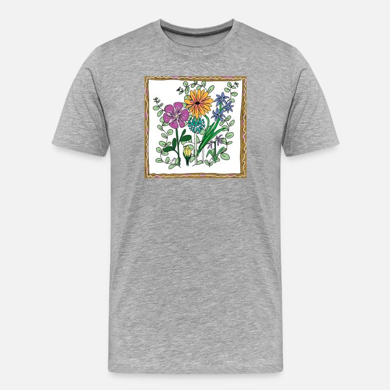 Blumen, Blüten und Pflanzen - Männer Premium Bio T-Shirt - Grau meliert