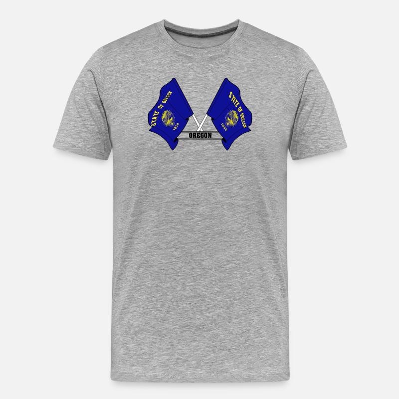 Two flags text OREGON - Men's Premium Organic T-Shirt - heather grey