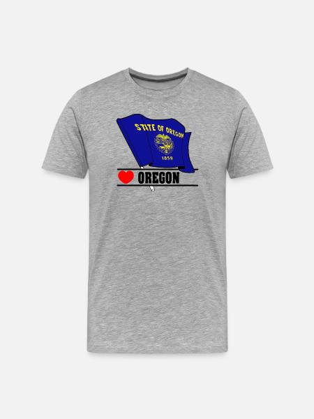 Drapeau Oregon coeur OREGON - T-shirt bio Premium Homme - gris chiné