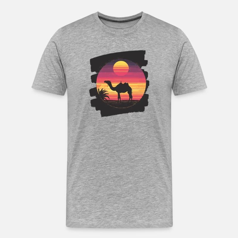 Kamel - Männer Premium Bio T-Shirt - Grau meliert