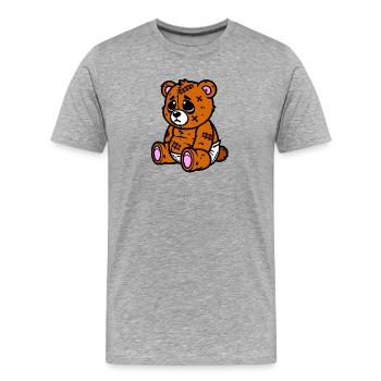 Petit ours triste - T-shirt bio Premium Homme - gris chiné - Devant - Damien (186cm)
