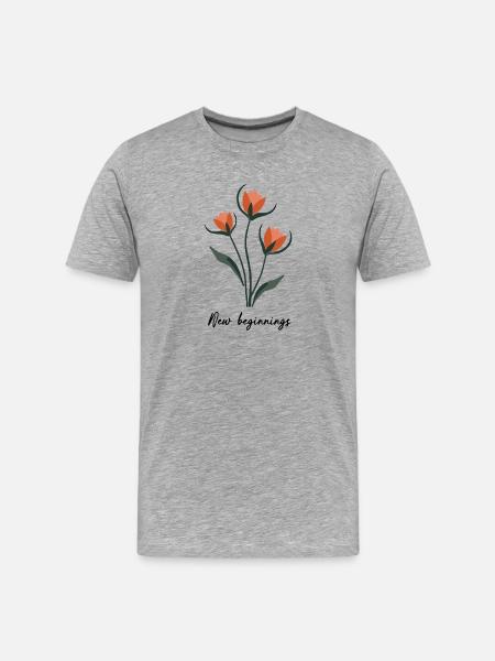 Orangene Tulpen im Minimalstil - Männer Premium Bio T-Shirt - Grau meliert