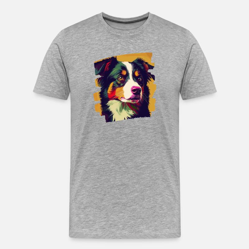 Australian Shepherd - Männer Premium Bio T-Shirt - Grau meliert