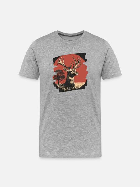 Deer with antlers - Men's Premium Organic T-Shirt - heather grey