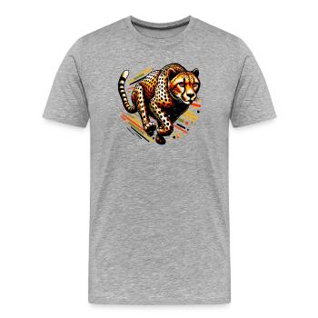 Guépard - T-shirt bio Premium Homme - gris chiné - Devant - Damien (186cm)