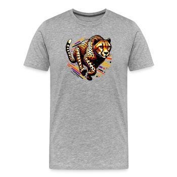 Guépard - T-shirt bio Premium Homme - gris chiné - Devant - Damien (186cm)