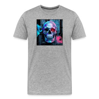 Domo arigato skull - Men's Premium Organic T-Shirt - heather grey - Front - Damien (186cm)