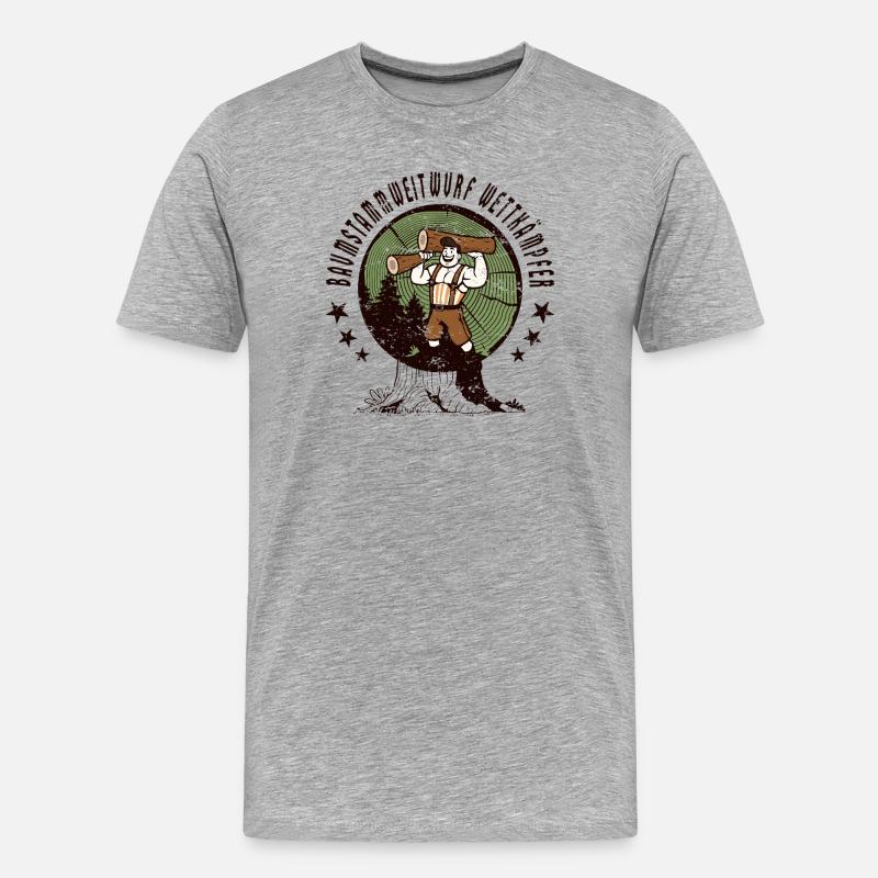 Baumstammweitwurf Wettkämpfer - Männer Premium Bio T-Shirt - Grau meliert