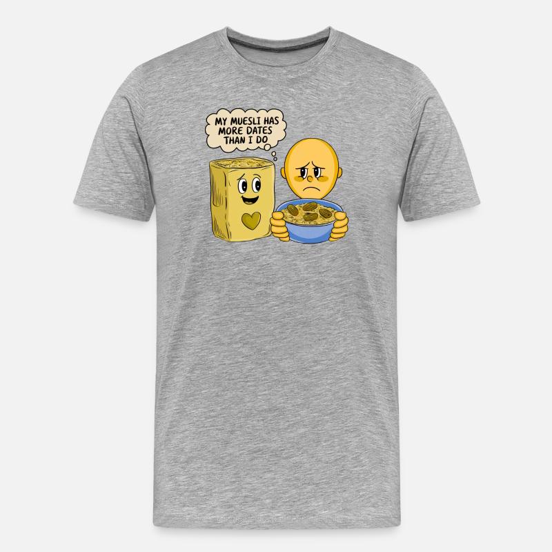 My Muesli has more DATES - Männer Premium Bio T-Shirt - Grau meliert