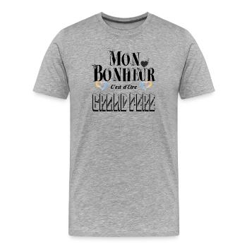Mon Bonheur C'est d'Etre Grand Père - T-shirt bio Premium Homme - gris chiné - Devant - Damien (186cm)