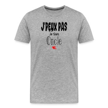 J'Peux Pas Je suis Oncle - T-shirt bio Premium Homme - gris chiné - Devant - Damien (186cm)