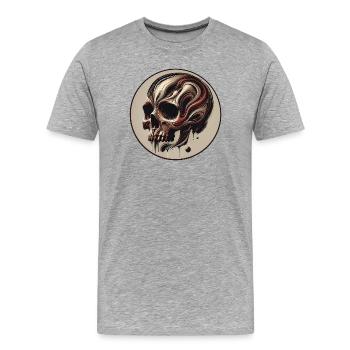 Crâne orné - T-shirt bio Premium Homme - gris chiné - Devant - Damien (186cm)