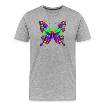 Butterfly - Men's Premium Organic T-Shirt - heather grey - Front - Damien (186cm)