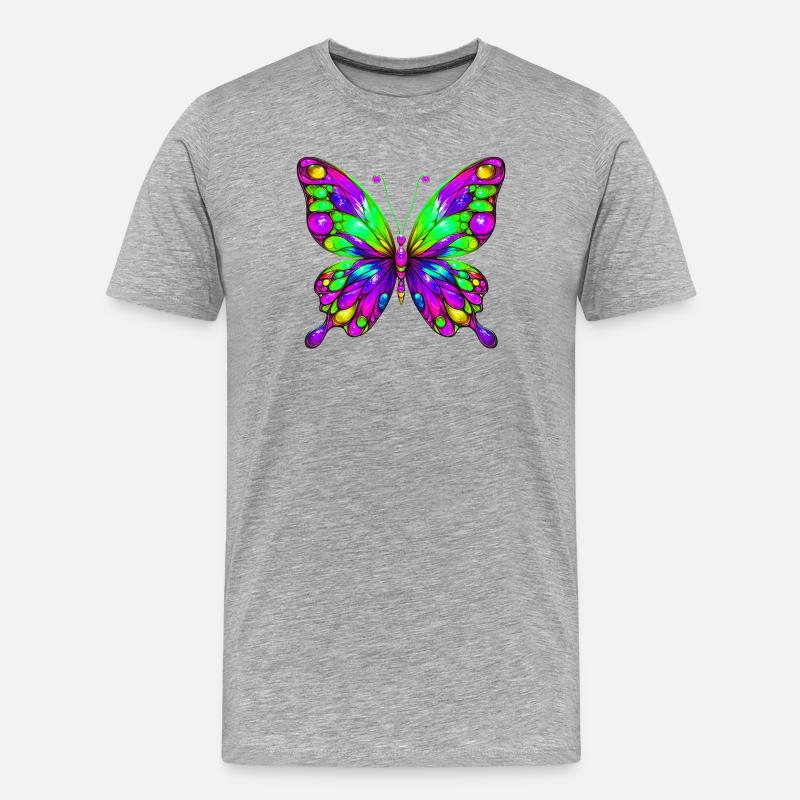 Schmetterling - Männer Premium Bio T-Shirt - Grau meliert