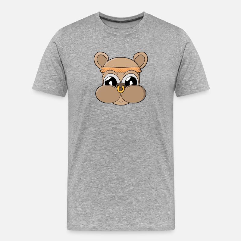 Süßer Bär mit Piercing - Männer Premium Bio T-Shirt - Grau meliert
