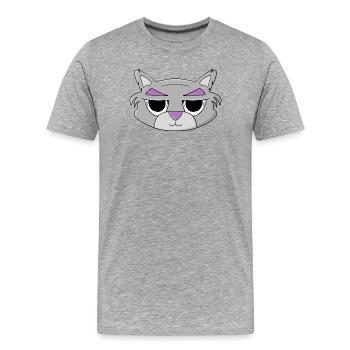 Katze mit riesigen Augen - Männer Premium Bio T-Shirt - Grau meliert - Vorne - Damien (186cm)