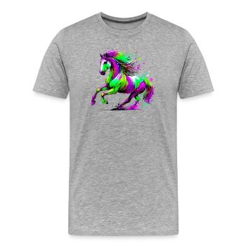 Pferd - Männer Premium Bio T-Shirt - Grau meliert - Vorne - Damien (186cm)