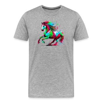 Pferd - Männer Premium Bio T-Shirt - Grau meliert - Vorne - Damien (186cm)
