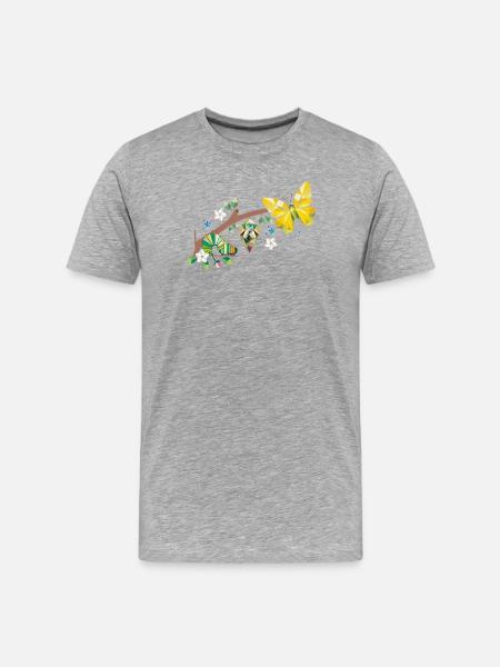 From caterpillar to butterfly - life cycle - Men's Premium Organic T-Shirt - heather grey