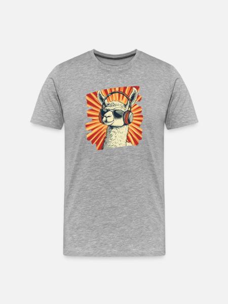 Casque Llama - T-shirt bio Premium Homme - gris chiné