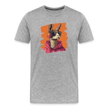 Lama - Männer Premium Bio T-Shirt - Grau meliert - Vorne - Damien (186cm)