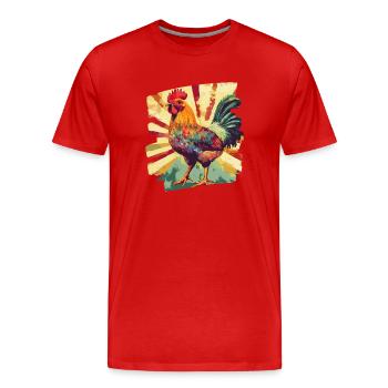 Rooster - Men's Premium Organic T-Shirt - red - Front - Damien (186cm)
