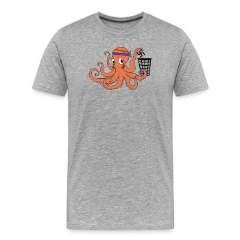Oscar hasst Nazis - Männer Premium Bio T-Shirt - Grau meliert - Vorne - Damien (186cm)