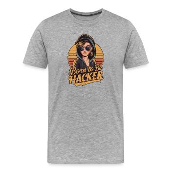 Born to Be Hacker – Computer Science Nerd IT - Men's Premium Organic T-Shirt - heather grey - Front - Damien (186cm)