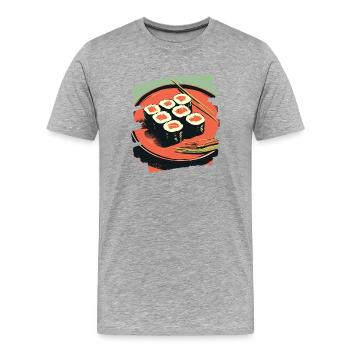 Sushi - Männer Premium Bio T-Shirt - Grau meliert - Vorne - Damien (186cm)