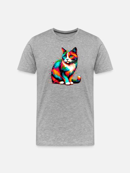 Cat - Men's Premium Organic T-Shirt - heather grey
