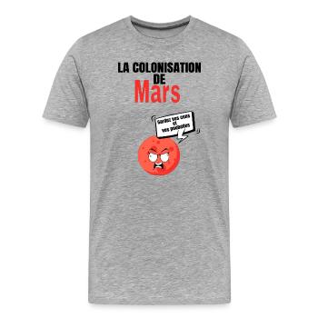 La colonisation de mars - T-shirt bio Premium Homme - gris chiné - Devant - Damien (186cm)
