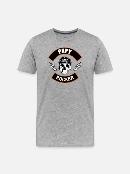 Papy rocker - T-shirt bio Premium Homme - gris chiné